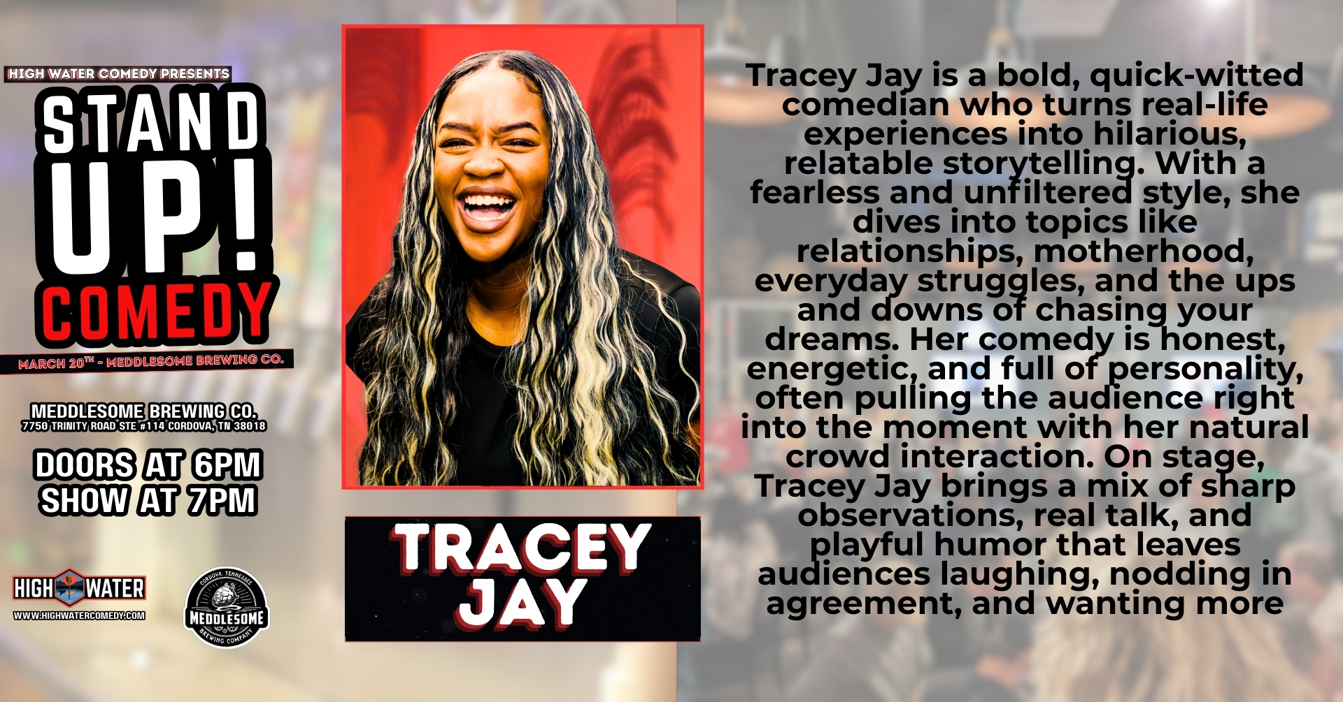 Tracey Jay Comedy at Meddlesome Brewing