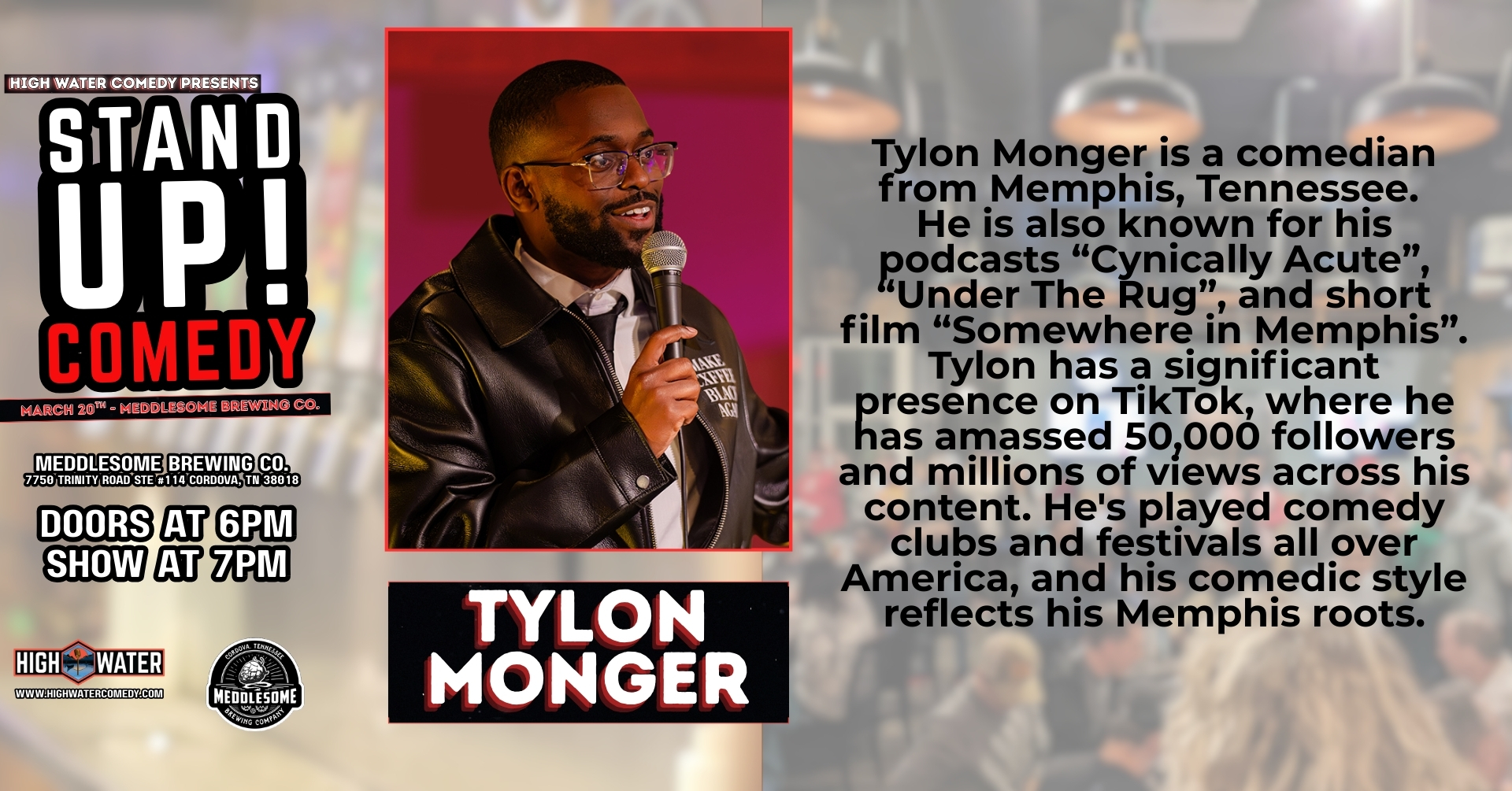 Tylon Monger Comedy at Meddlesome Brewing